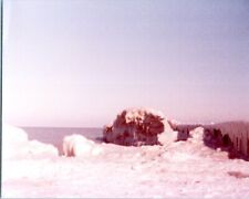 VINTAGE FOUND PHOTO - 1970S - ICE COVERED BEACH OCEAN COASTAL SNOW WINTER SHOT picture