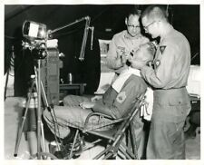 Military portable dentist office soldier in dental chair vintage medical photo picture
