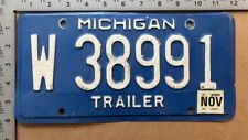 1984 Michigan trailer license plate W 38991 YOM DMV clear Ford Chevy Dodge 5813 picture