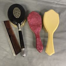 Vintage Hair Brushes Lot Of 4 Soft Yellow Brown Pink picture