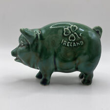 Ireland Piggy Bank 4188 Green Ceramic Pottery Vintage picture