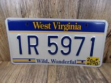 VINTAGE West Virginia License Plate 1R 5971 WILD, WONDERFUL, BLUE & YELLOW picture