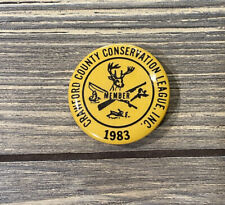 Vintage 1983 Crawford County Conservation League Inc Yellow Black 1.5” Pin E picture