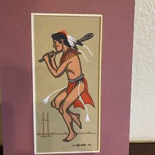 Fred Beaver 1972 Original Gouache Painting of CREEK INDIAN STICK BALL PLAYER picture