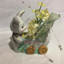 Vintage Brinn's Porcelain Candy Dish/Mini Planter- Bunny Pushing Baby Carriage picture