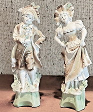 Pair Of German Bisque Figurines pastel glaze. Stamped Germany 2506 8