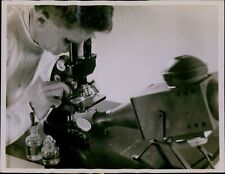 LG882 '37 Original Photo GERM FINDER IN ACTION Doctor Looking Through Microscope picture
