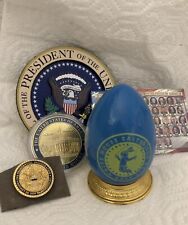 5 OBAMA = WHITE HOUSE 2013 BLUE EASTER EGG + CHALLENGE COIN 2009 PIN 2 MAGNET picture