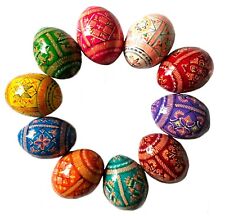 Wooden Hand Painted Ukrainian Pysanky Easter Eggs  Pysanki Easter SET OF 10 EGGS picture