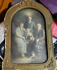 Vtg 1920-30’s Oval Barbola Flowers Frame Family Portrait Convex Glass picture