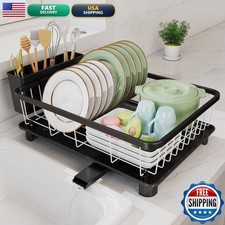 Hiviweer JYD005 Dish Drying Rack Black-White with Drainboard & 4-Compartment picture