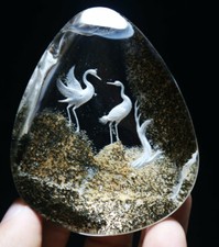 248.7g CARVING BIRD NATURAL CLEAR INNER SCENE QUARTZ CRYSTAL PENDANT HEALING picture