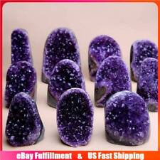 Natural Amethyst Quartz Crystal Cluster Healing Stone Geode Specimens Ornaments picture