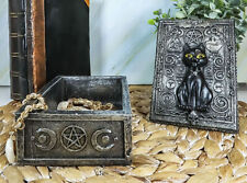 Fortune Telling Triple Moon Black Cat Wicca Tarot Cards Decorative Box Figurine picture