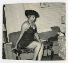 African American Woman Lingerie 1940 Sex Worker Atop Table Prostitute Photo picture
