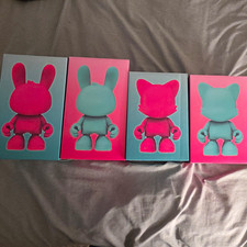 Bear Color Variant Figure Set Pink/Teal Multicolor Plastic (Pack of 4) picture