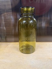 Sparkling Honey Amber Lightning Mason Fruit Canning Jar Lid Wire Bail 1/2 Gallon picture