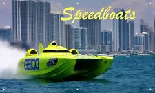 Racing Boat 3'X5' VINYL BANNER GARAGE MAN CAVE SIGN BOAT RACING SPEED BOAT WATER picture