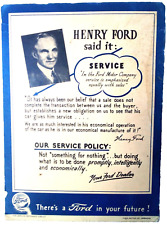 Vintage Original Henry Ford Motor Co. Automobile Service Policy Cardboard Sign picture