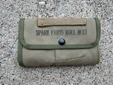 Vtg WWII US Military Issue M13 Spare Parts Roll Pouch Canvas Tan Green Olive 1-9 picture