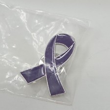 Domestic Violence Awareness Enamel Pin Purple Ribbon Metal Support Broach picture