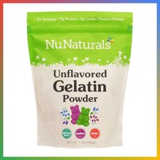 Unflavored Beef Gelatin Powder Grass Fed 16 Ounce Keto Paleo Thickener picture