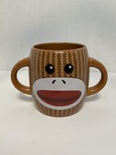 Galerie Sock Monkey Brown Double Handle Coffee Cup Mug Ceramic 16oz. picture