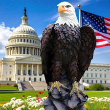 Bald Eagle Statue Outdoor - Large American Eagle Figurine for Garden 24.4"H picture