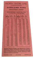 DECEMBER 1942 CNS&M NORTH SHORE LINE HIGHLAND PARK PUBLIC TIMETABLE picture