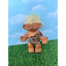 Vintage 1983 Bijou Toy Neanderthal Man Troll Doll Leopard Print Caveman Blonde picture
