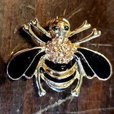 New Gold Rhinestone Bumble Bee Charm Pendant Brooch Pin Figurine picture