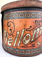 Vintage Mellomints 5 lb Orange Candy Tin “Absolutely Pure Sugar Confection” USA picture