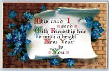 Norwood Massachusetts MA Postcard New Year Message Flowers Embossed c1910's picture