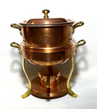 WALDOW ~ Early 2 Qt. Quality Copper MARMITE w/LID & WARMING STAND ~ Brooklyn NY picture