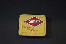 Vintage Semets Antibiotic Throat Troches Tin Slide Lid 12 Troches picture