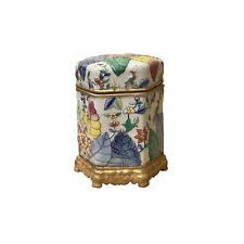 Chinese Oriental Porcelain Flowers Graphic Hexagonal Display Urn Jar ws3892 picture
