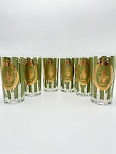 Cera Cora Athena Cupid Flat Tumbler Glass VTG 1950's 22k Gold Lot of 6 Barware picture