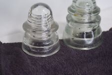 Lot of 2 Clear Glass Insulators Whitall Tatum No. 4 and  Armstrong DP1  Vintage picture