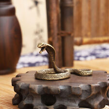 Antique Bronze Cobra Boa Snake Statue Miniature Figurines Copper Zodiac Ornament picture