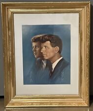 Vintage D.N.C NY 1968 J.F. Kennedy Gold Frame Print A. Tobey JFK RFK estate find picture