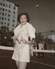 Gene Tierney Wearing Tennis Whites On Court With Sunglasses 8x10 inch photo picture