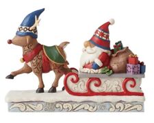 Jim Shore Reindeer Pulling Gnome Sled Figurine Enesco 6”H/8.5”L  Christmas NIB picture