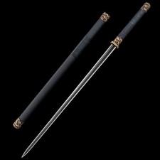Octagonal Jian Manganese‑Steel Blade Brass Fittings Painted Iron Scabbard Sword picture