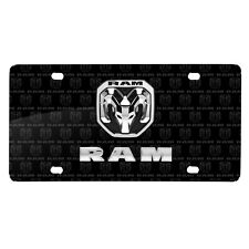 RAM 2019 3D Dual Logo on Logo Pattern Black Aluminum License Plate picture