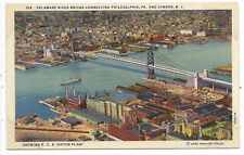 Postcard Philadelpia PA and Camden NJ  Delaware River Bridge Unused White Border picture