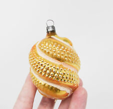 VTG Mercury Glass Gold Swirled Bumpy Teardrop Xmas Ornament ~ Germany ~ 3-1/4