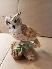 Vintage Regency Giftware 1993 Owl on Pinecones  Figurine 5” Tall Autumn picture