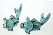 Rare Find Vintage MCM Japan Blown Glass Fish Sculpture Teal Blue/turquoise Grn picture