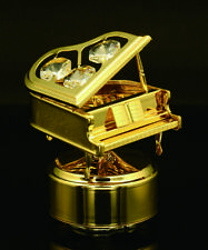 SWAROVSKI CRYSTAL STUDDED GRAND PIANO MECHANICAL MUSIC BOX 24K GOLD PLATED picture