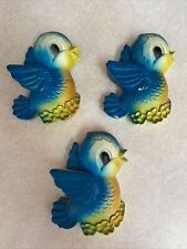 Vintage Miller Studios Chalkware Set of 3 Wall Hanging Bluebirds 1960s 1970s See picture